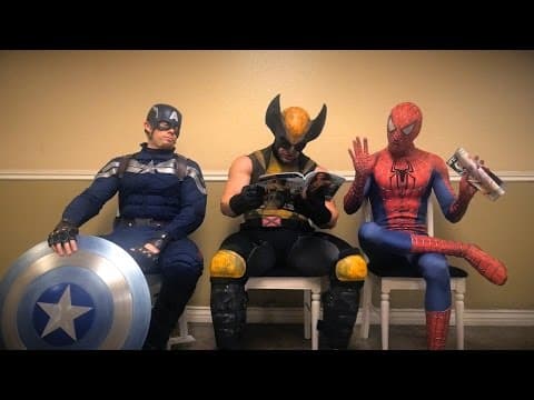 Superhrdinská čekárna: Kapitán Amerika, Spider-Man a Wolverine